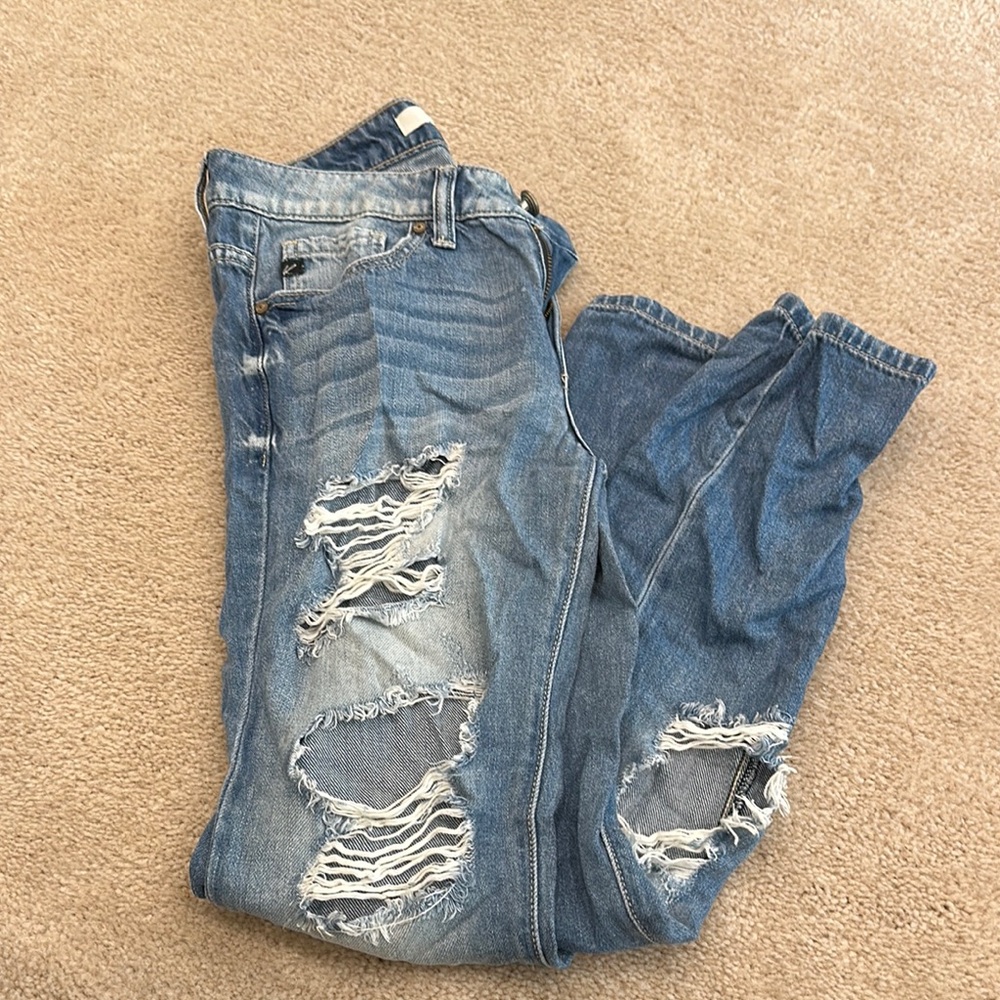 KanCan Blue Boyfriend Distressed Jeans